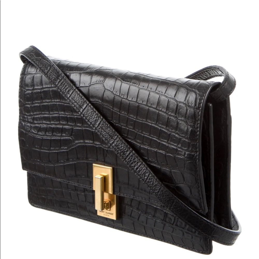 Saint Laurent Tess Croc Embossed Crossbody Bag (2019)